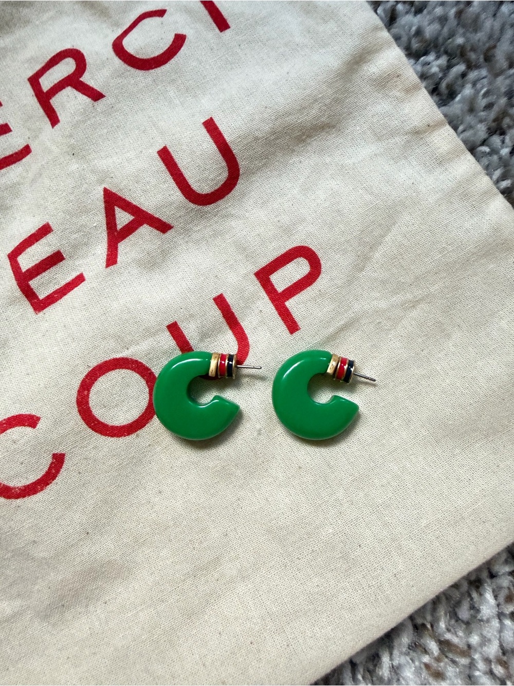 Clare V Emerald Hoop Earrings